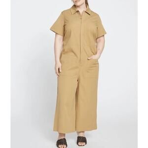 Universal Standard NWT Sz L 22-24 Kate Wide Leg Twill Jumpsuit in Vintage Khaki